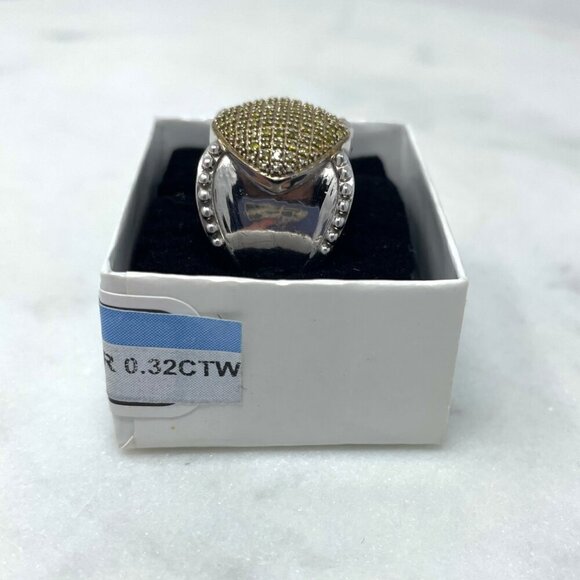 Diamond Treasures Sterling Silver Yellow Diamond 0.32 CTW Ring, Size 5 - Picture 9 of 10